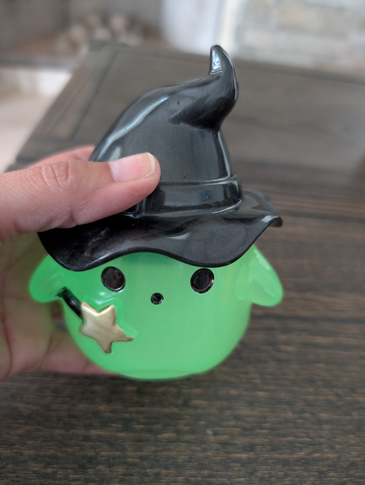Handcrafted Resin Ghost Trinket Jar with Witch Hat Lid | Glow-in-the-Dark, Classic Pearl White & Mystical Purple