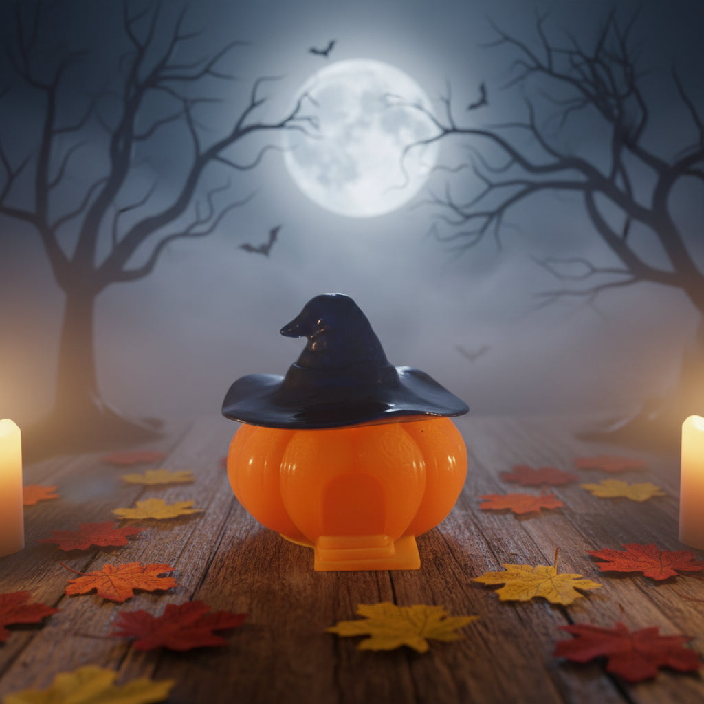 Resin pumpkin house trinket with hat lid