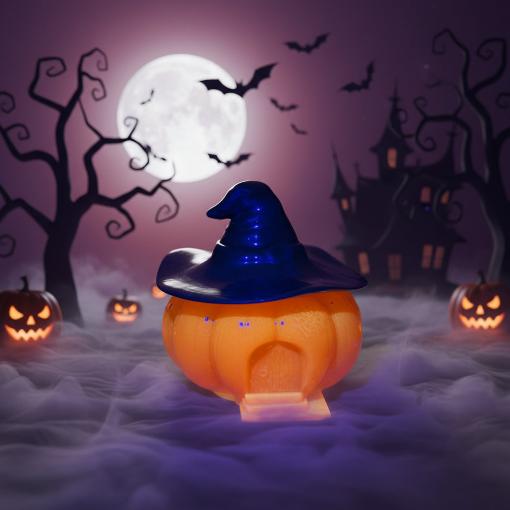 Resin pumpkin house trinket with hat lid