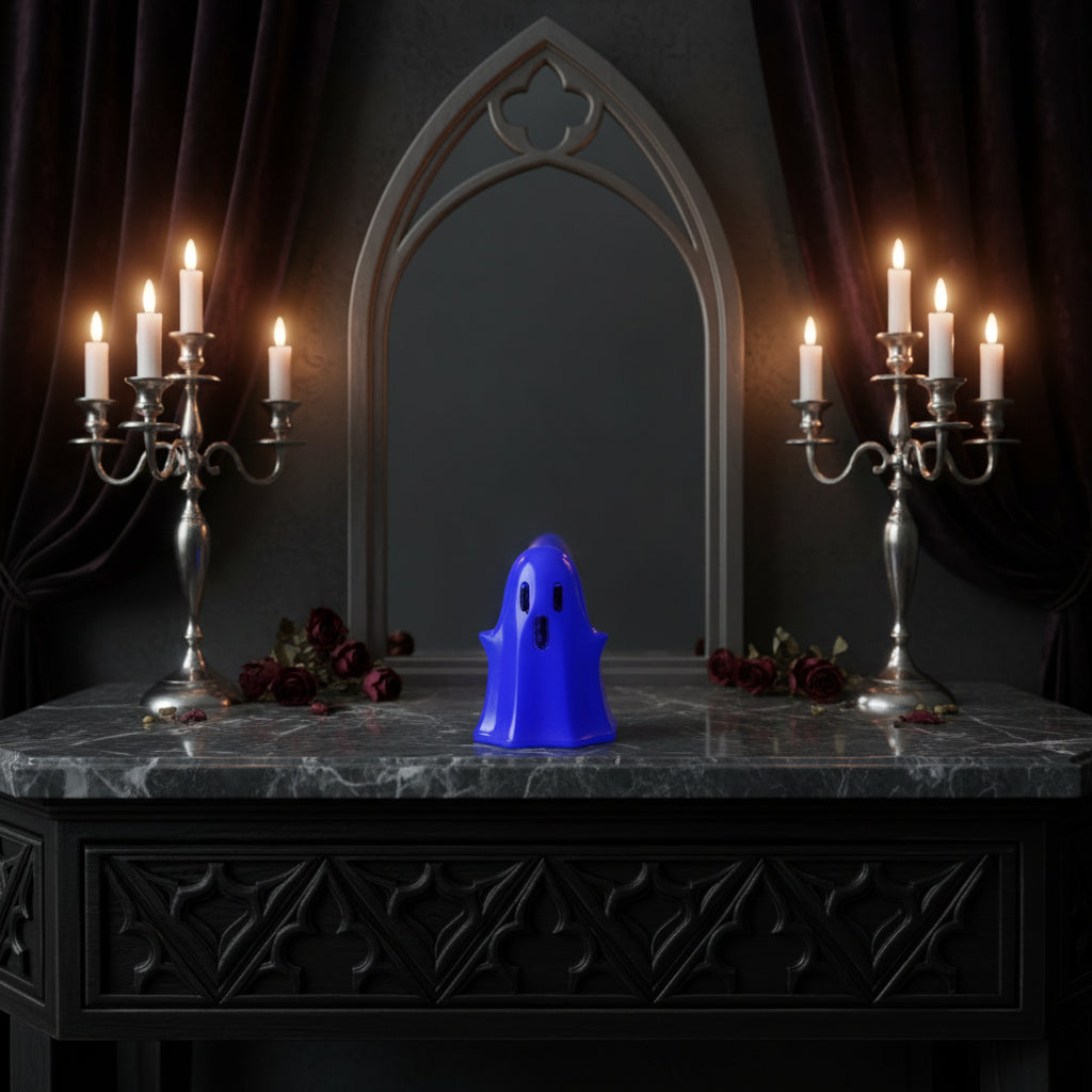 Purple Glow-in-the-Dark Ghost Figurine | Handcrafted Resin Decor