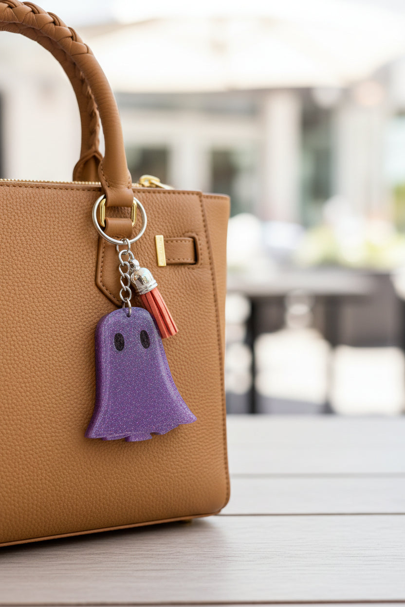 Keychain - Resin ghost with acrylic tassel