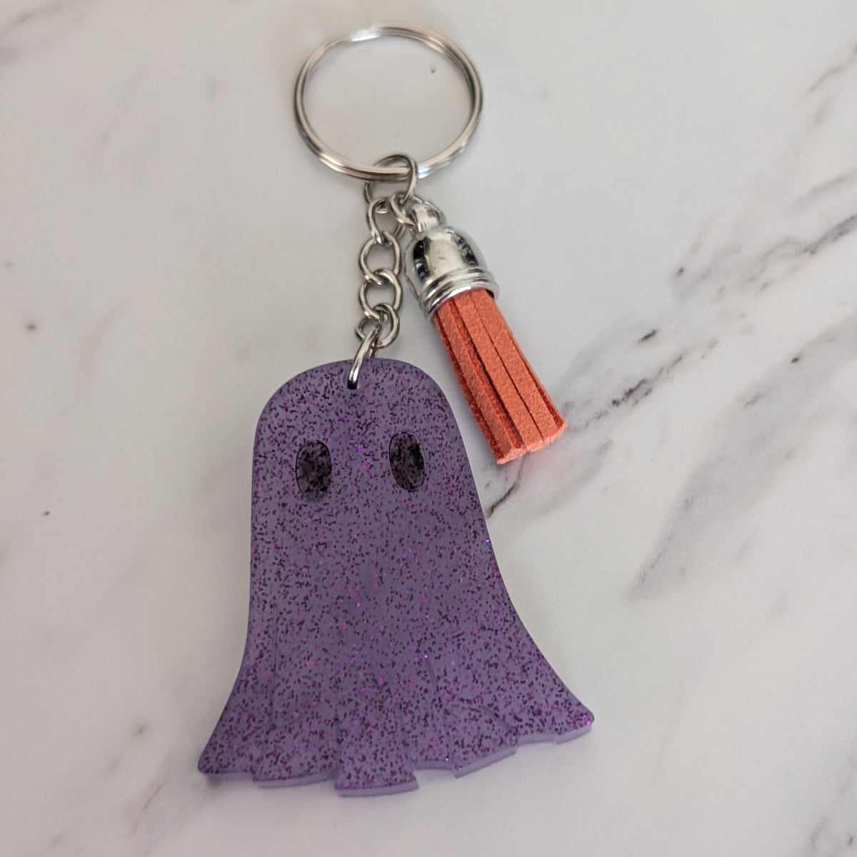Keychain - Resin ghost with acrylic tassel