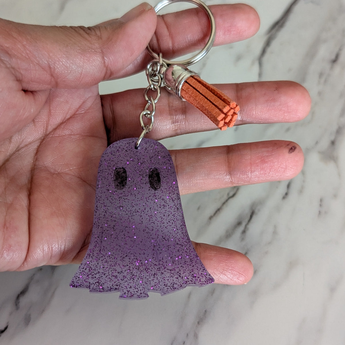 Keychain - Resin ghost with acrylic tassel