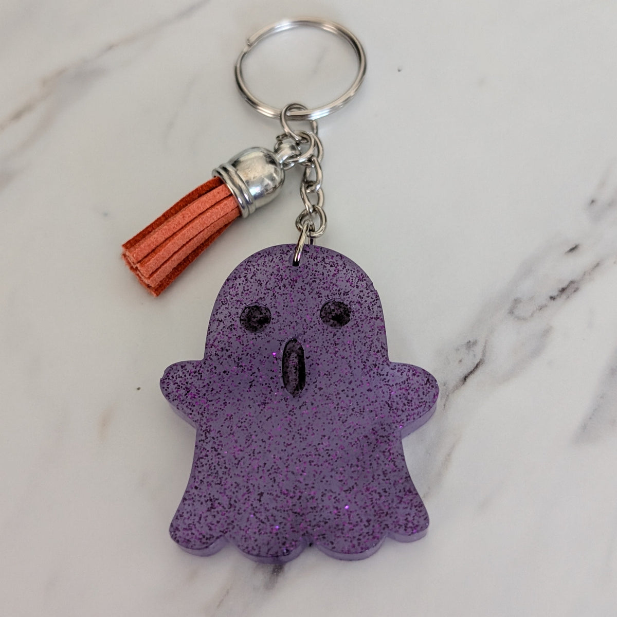 Keychain - Resin ghost with acrylic tassel