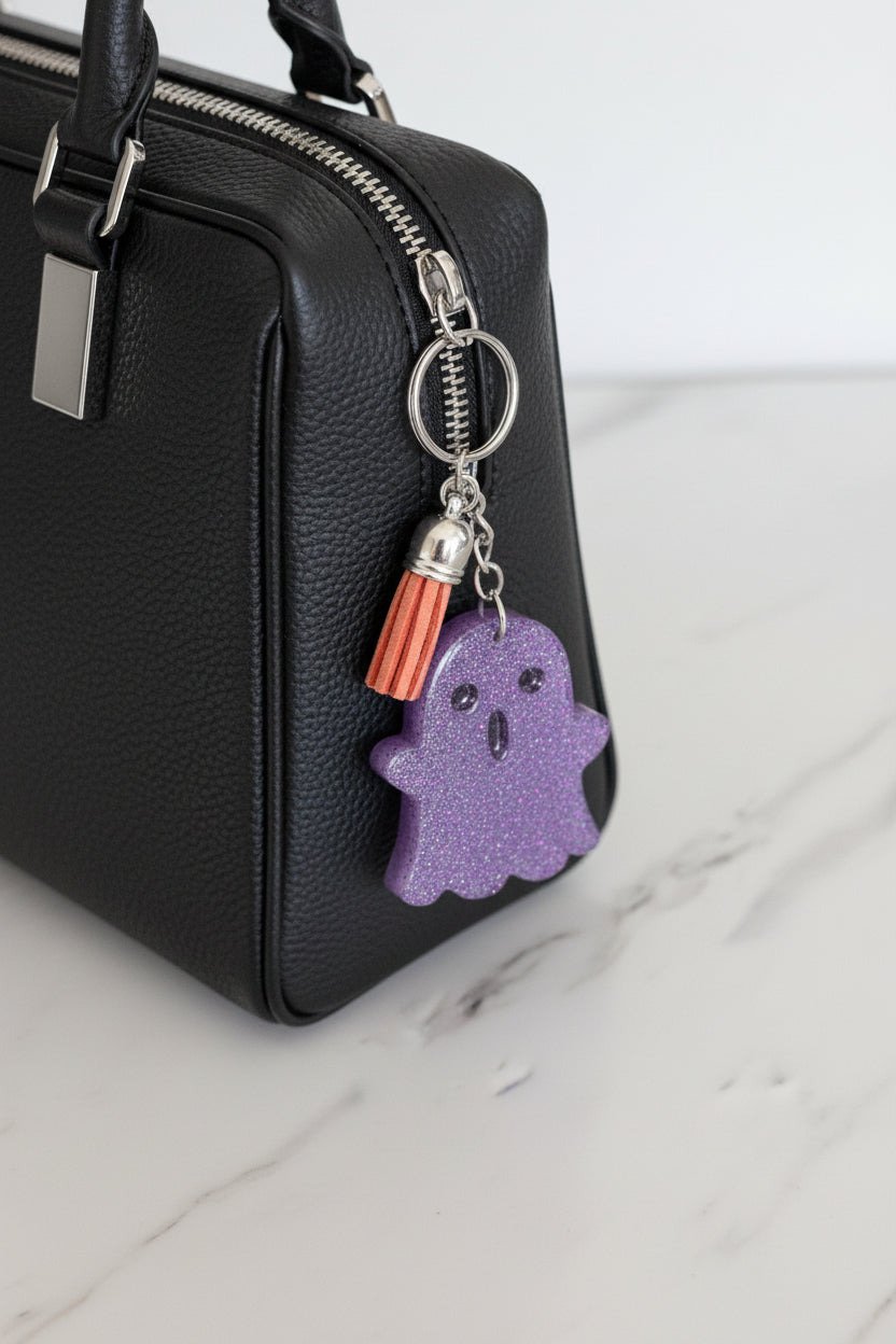 Keychain - Resin ghost with acrylic tassel