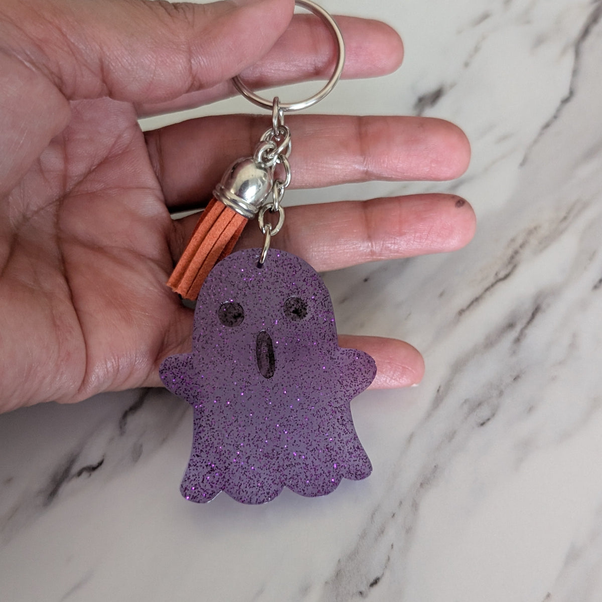 Keychain - Resin ghost with acrylic tassel