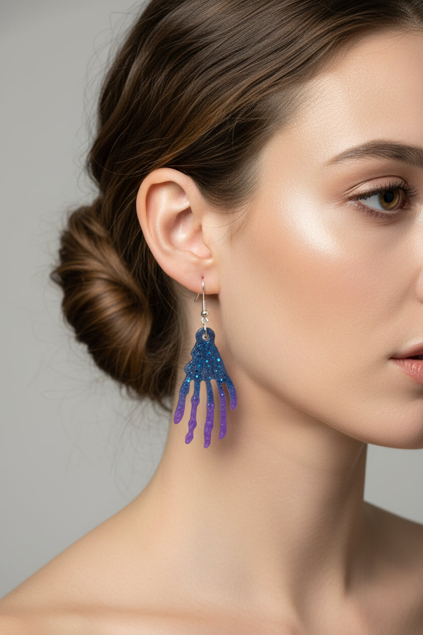 Earrings - Resin skeleton hands on hook