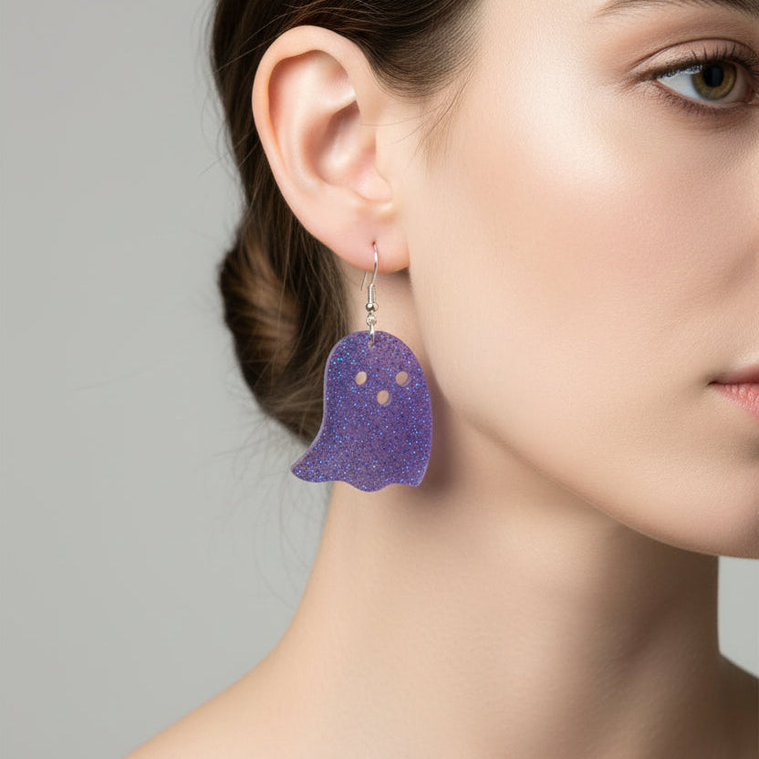 Earrings - Resin ghost on hook