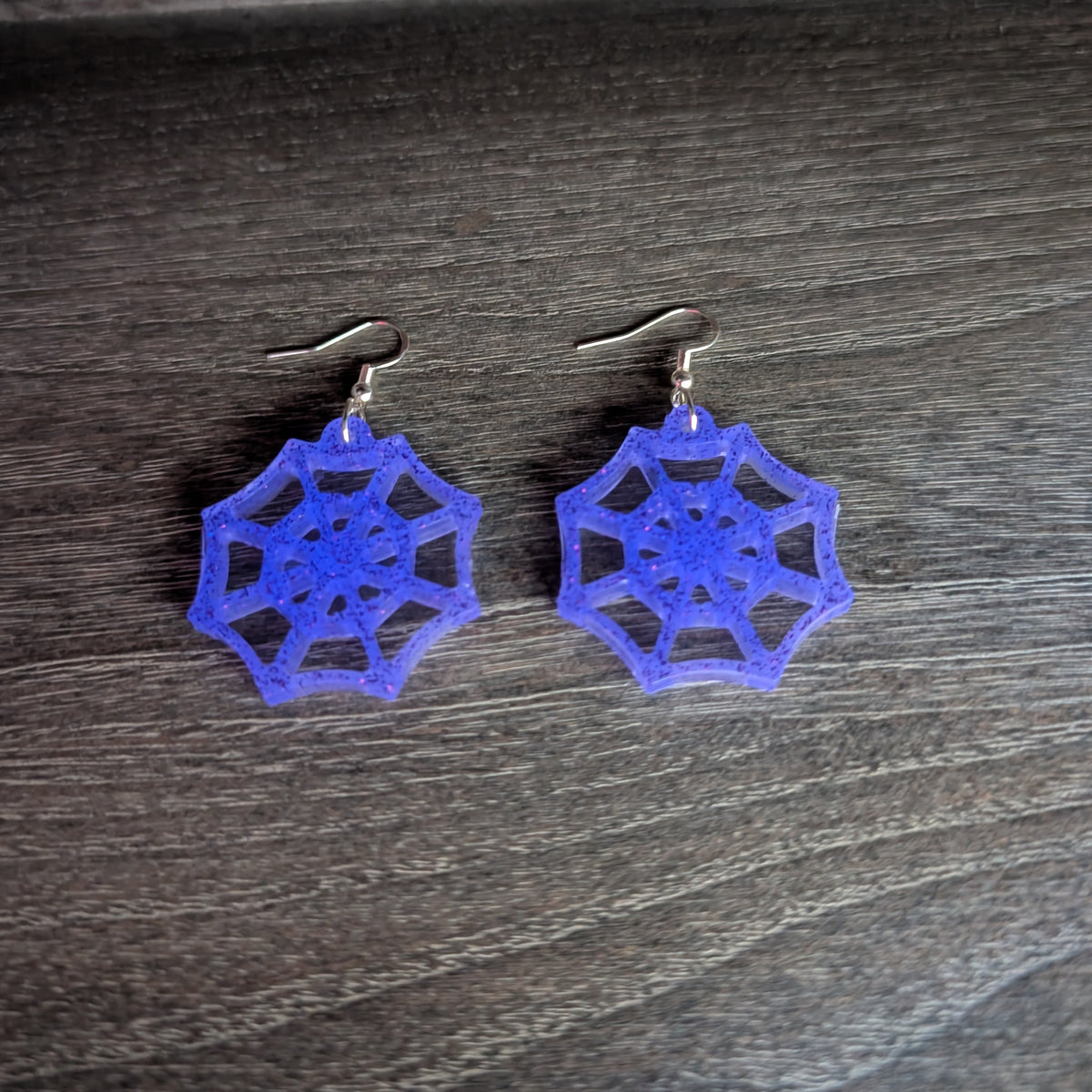 Earrings - Resin spiderwebs on hook