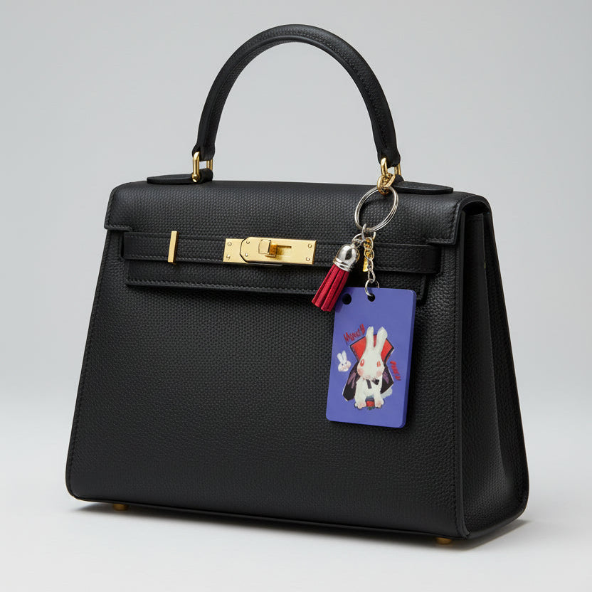Vampire Bunny Keychain - Double-Sided Gothic Bunny Bag Charm with Red Tassel | Cute Bunny Lover Gift