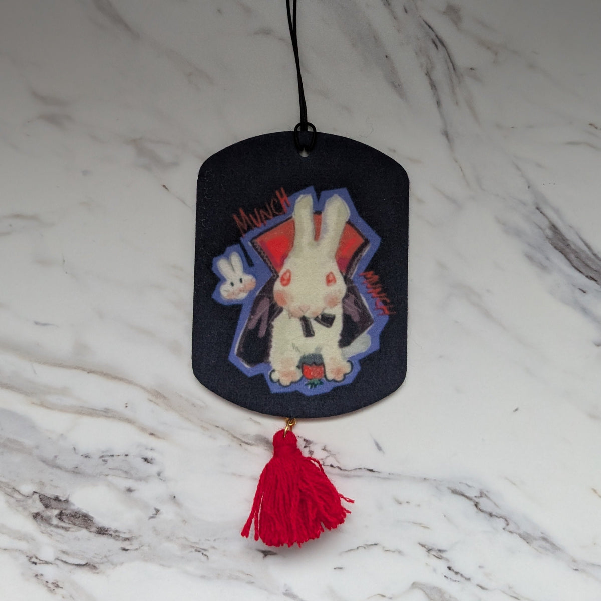 Vampire Bunny Car Hanging Ornament – Spooky Cute Rearview Mirror Charm, Double-Sided Gothic Decor