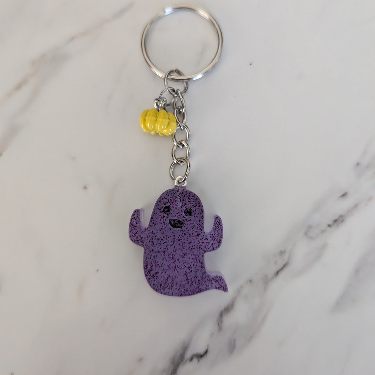 Keychain - Ghost with pumpkin charm