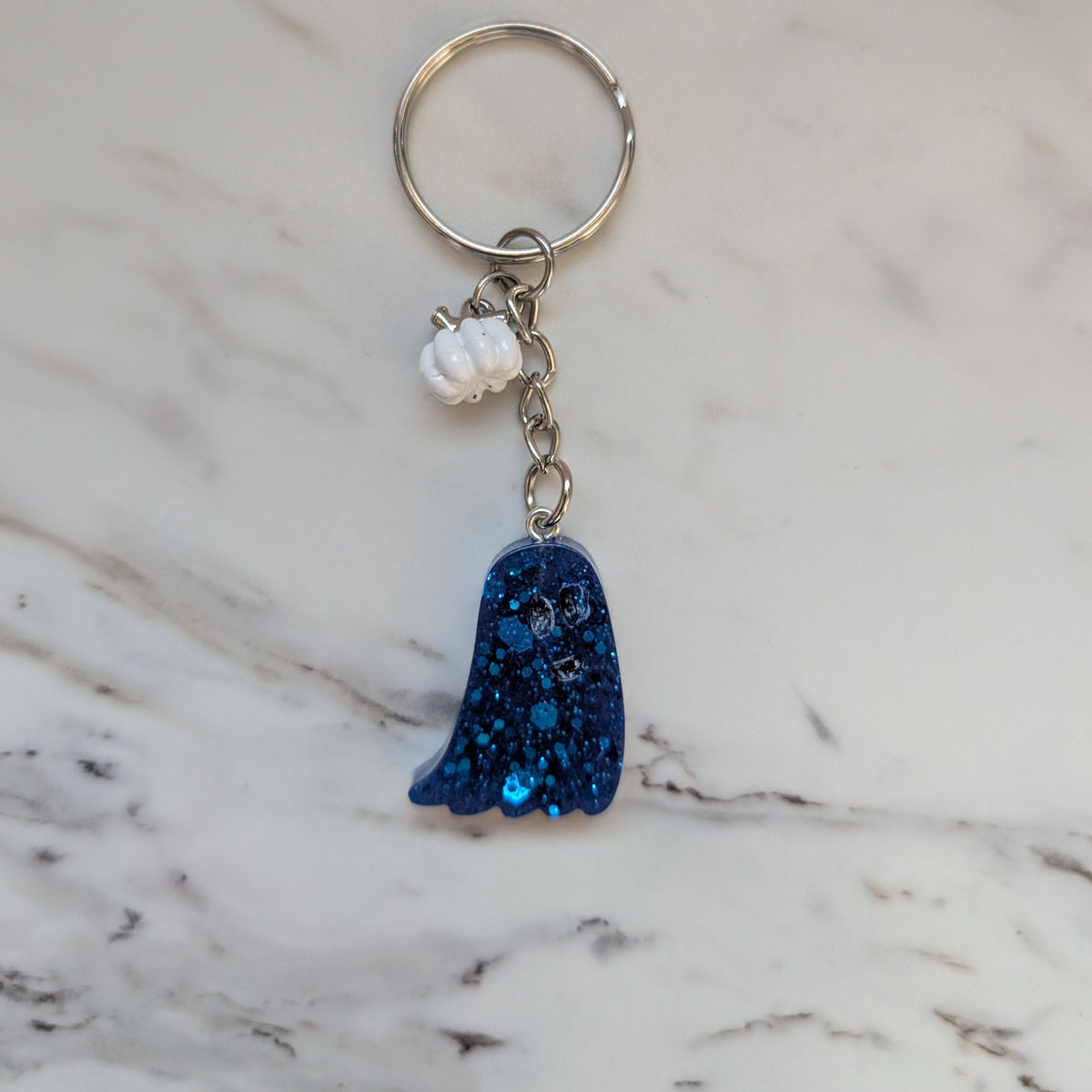 Ghost with pumpkin charm keychain