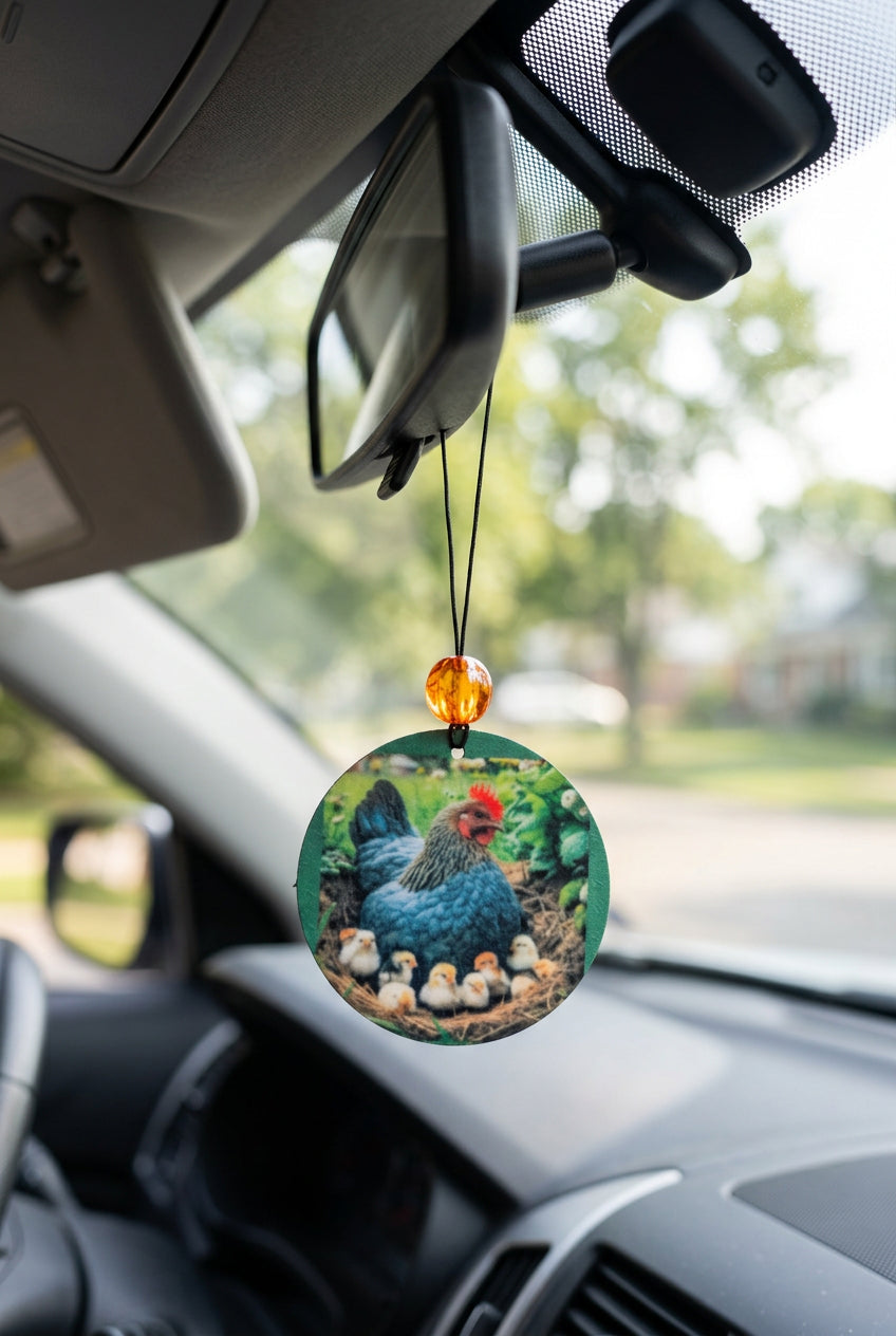 Car Ornament - Double Sided Mother Hen & Chicks Sublimated