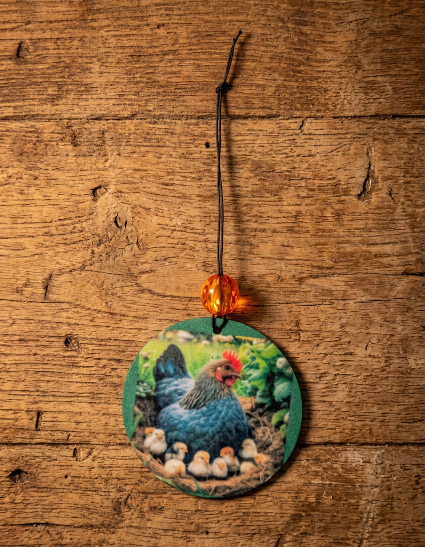 Car Ornament - Double Sided Mother Hen & Chicks Sublimated