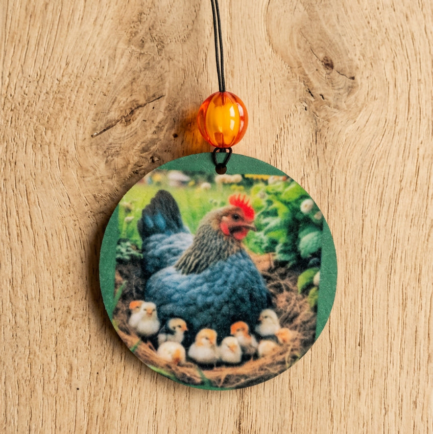 Car Ornament - Double Sided Mother Hen & Chicks Sublimated