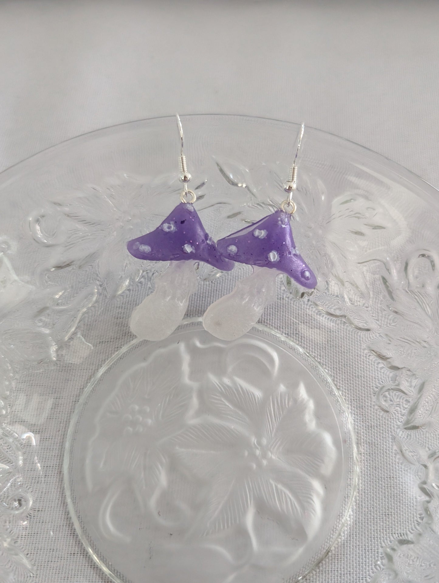 Purple mushroom earrings 