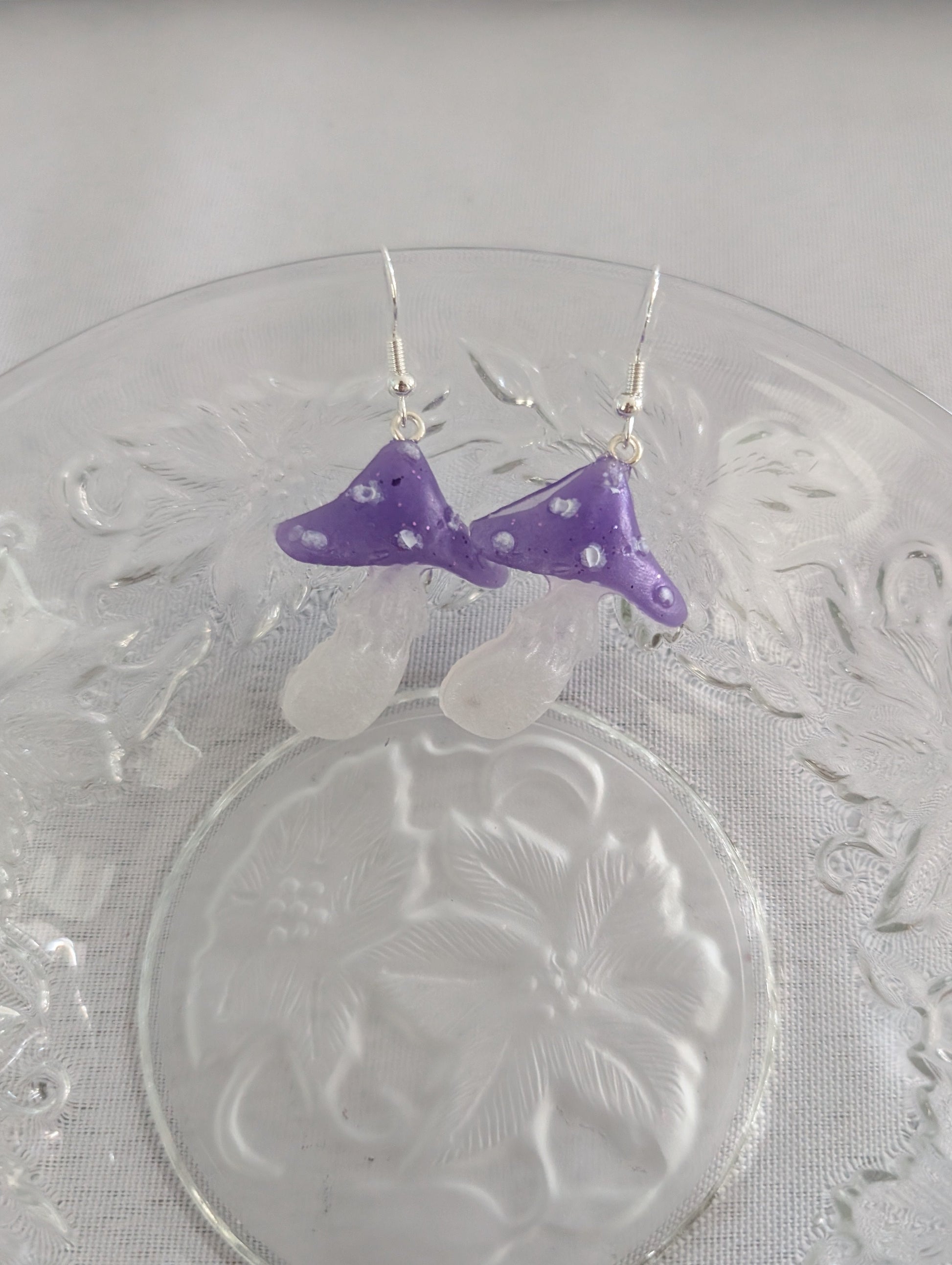 Purple mushroom earrings 