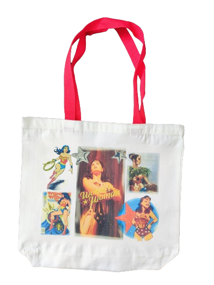 Double sided tote Bag with makeup bag (wonder woman image)
