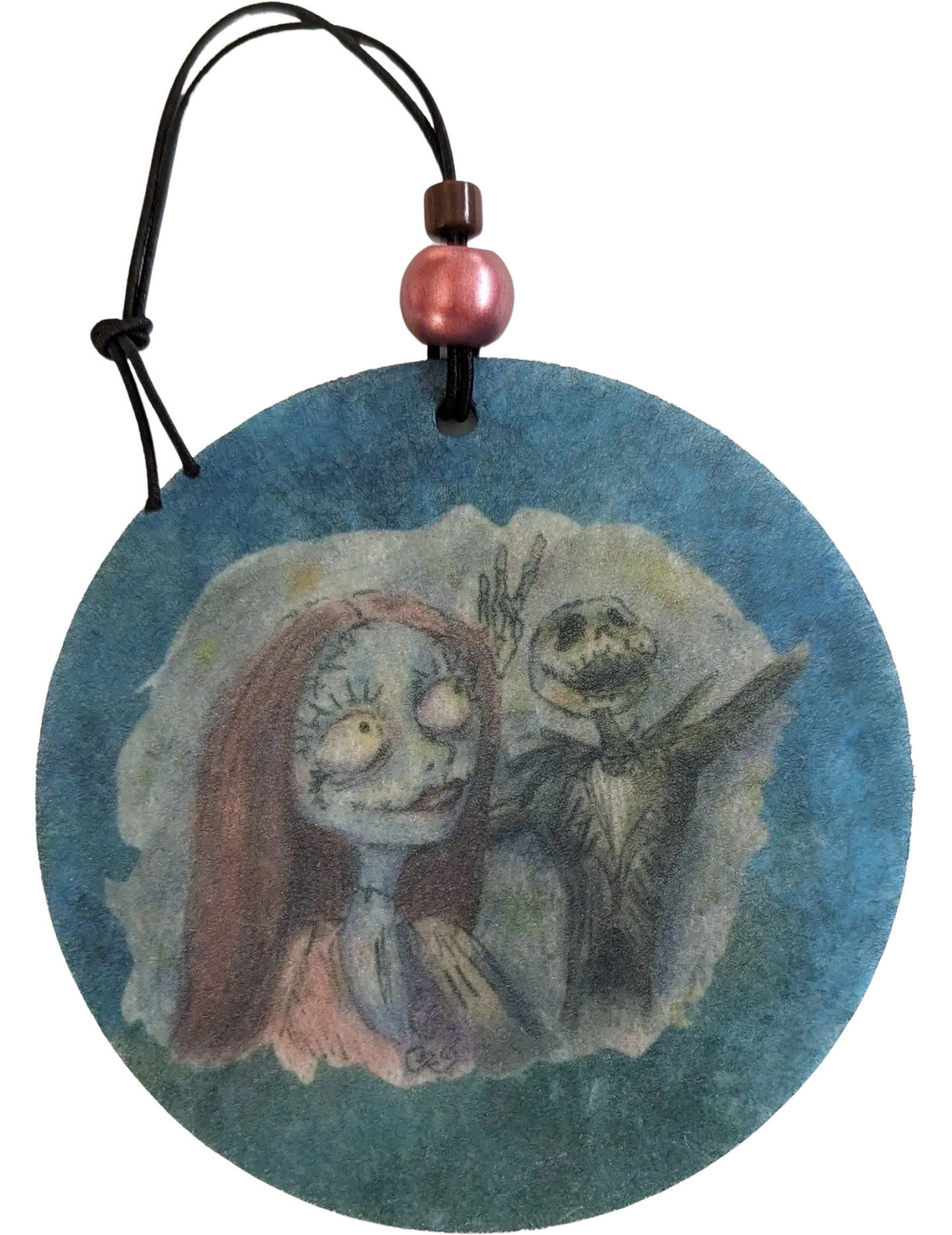 Car Ornament - Double sided round Jack & Sally from The Nightmare Before Christmas