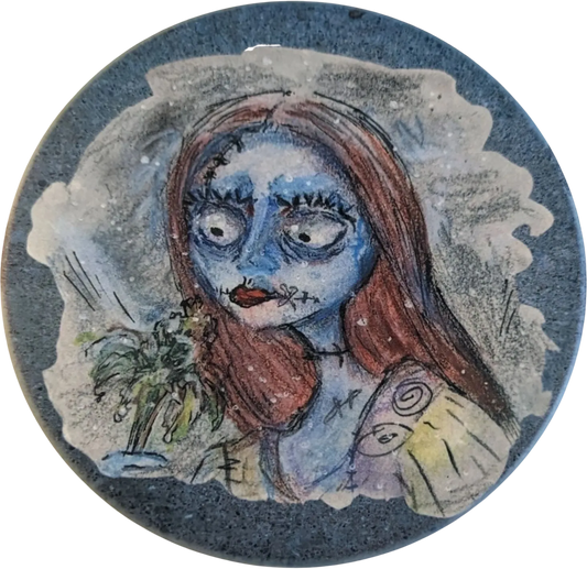 Coaster - Round ceramic coaster (The Nightmare Before Christmas Sally)