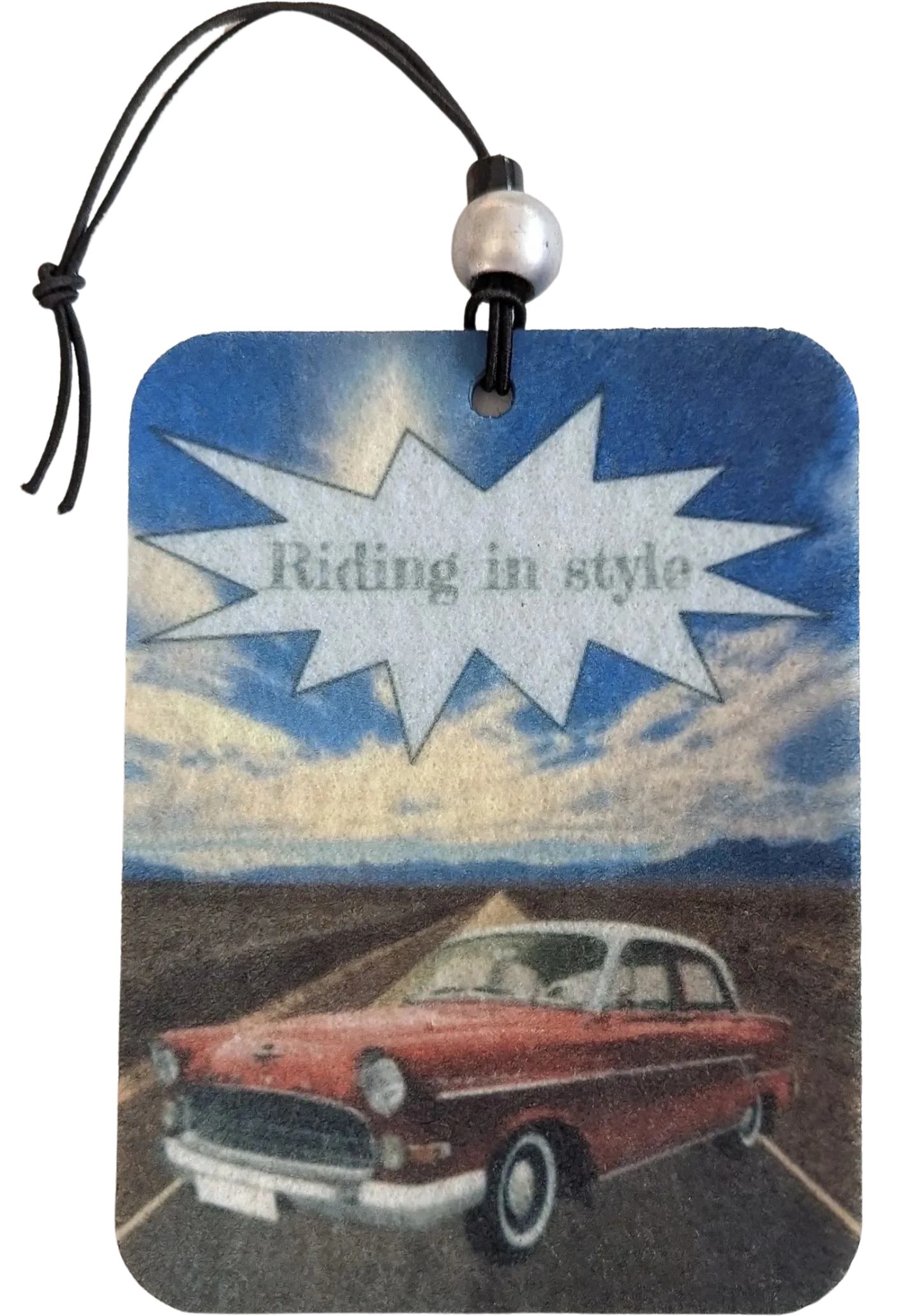 Car Ornament - Double sided rectangle riding in style - red car