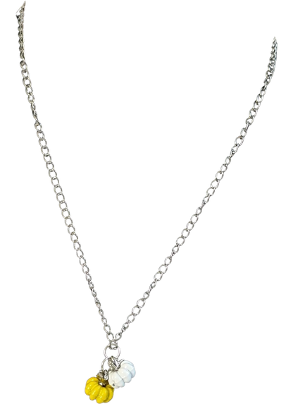 Necklace - 16 inches stainless steel cub chain with 3D pumpkin charms