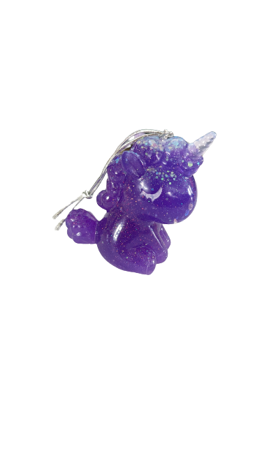 Car Ornament - Resin purple with glitter unicorn