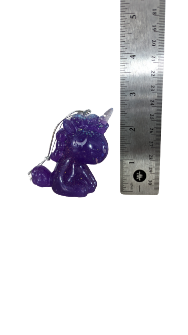 Car Ornament - Resin purple with glitter unicorn