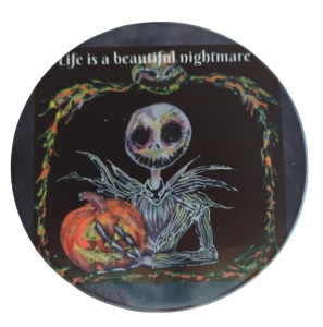 Coaster - Round ceramic coaster (Life is a beautiful nightmare)