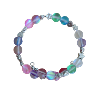 Bracelet - 1 coil colorful glass and spacer beads on silver memory wire