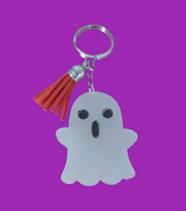 Keychain - Resin ghost with acrylic tassel