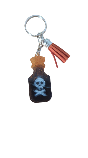 Keychain - Resin poison bottle with acrylic tassel