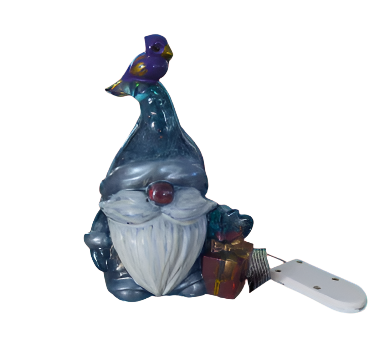 Knickknack - Resin Gnome with bird and battery operated lights