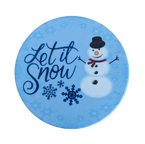 Coaster - Round ceramic coaster (Let it snow - snowman)