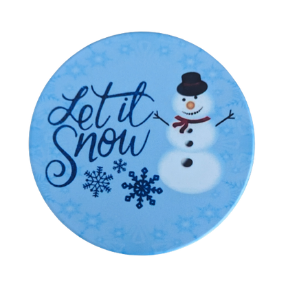 Coaster - Round ceramic coaster (Let it snow - snowman)