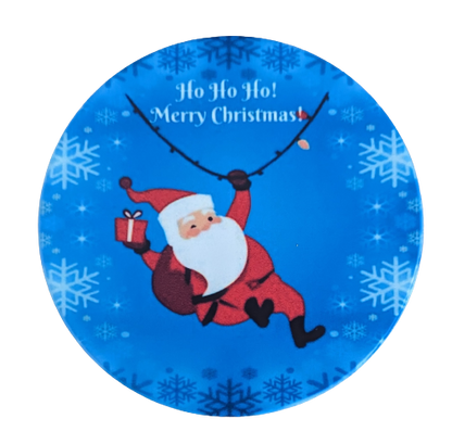 Coaster - Round ceramic coaster (HO HO HO! Merry Christmas! Santa Clause)