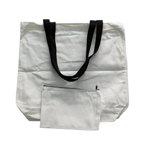 Double sided tote Bag with makeup bag (custom image)