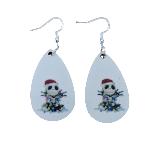 Earrings - Double sided sublimated Christmas Jack on silver hook