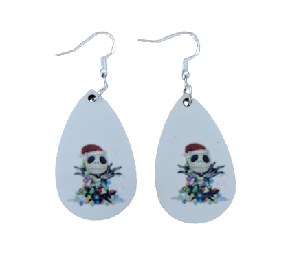 Earrings - Double sided sublimated Christmas Jack on silver hook