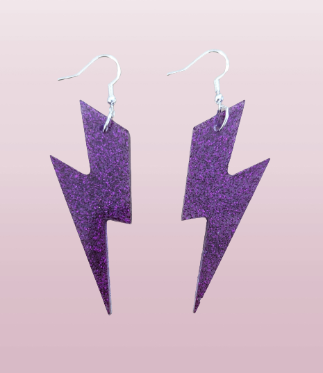 Earrings - Resin lightning bolt on hook