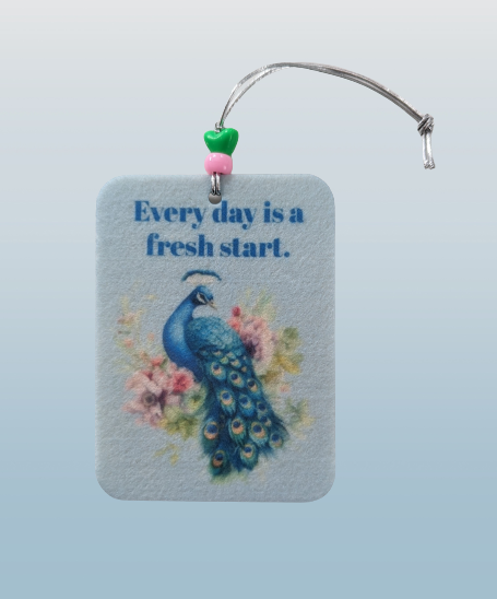 Car Ornament - Double sided rectangle "Every day is a fresh start."