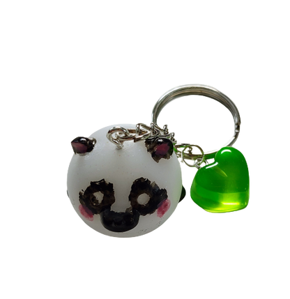 Keychain - Resin 3D panda with heart charm