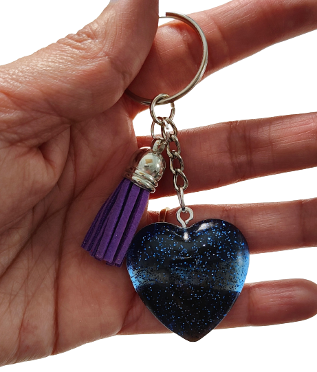 Keychain - Resin heart with tassel