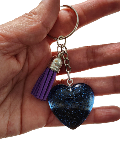 Keychain - Resin heart with tassel