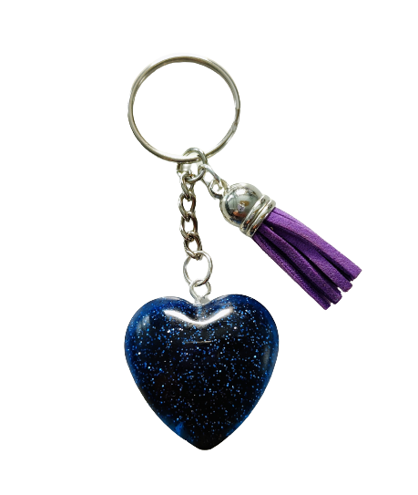 Keychain - Resin heart with tassel