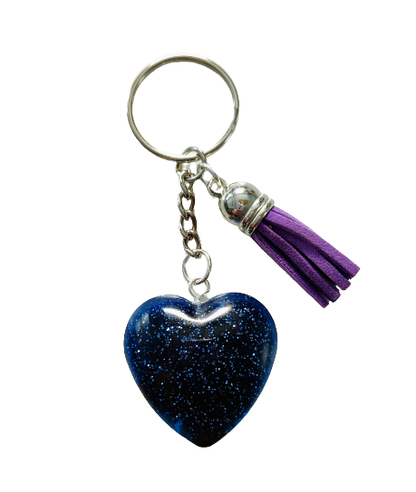 Keychain - Resin heart with tassel