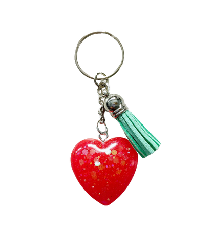 Keychain - Resin heart with tassel