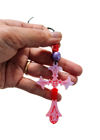 Car Ornaments - Resin cross with beads