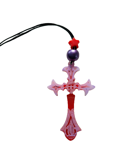 Car Ornaments - Resin cross with beads